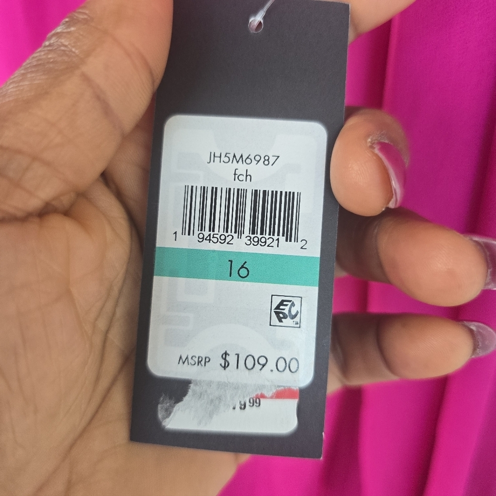 $109 Jessica Howard Shift Dress Sz 16 Plus Tiered Pink Chiffon Long Sleeves Date - Picture 6 of 16